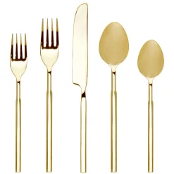 Flatware Sets|Godinger Cubit Mirrored Gold 18/10 Stainless Steel 20 Piece Flatware Set, Service For 4