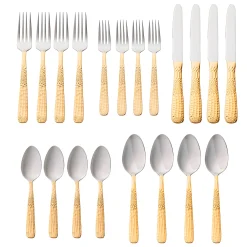 Flatware Sets|Godinger Donatella 24kt Gold Plated 18/10 Stainless Steel 20 Piece Flatware Set, Service For 4