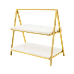 Specialty Serving|Godinger Doux Marble Two Tier Serving Stand