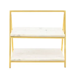 Specialty Serving|Godinger Doux Marble Two Tier Serving Stand