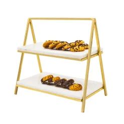 Specialty Serving|Godinger Doux Marble Two Tier Serving Stand