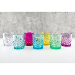 Acrylic|Dublin Glassware|Godinger Dublin Acrylic Sunshine Yellow Double Old Fashion, Set of 4