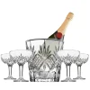Ice Buckets|Wine & Champagne|Godinger Dublin Crystal 5 Piece Champagne Ice Bucket and Champagne Coupe Set