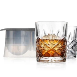 Dof & Highball|Dublin Glassware|Godinger Dublin Crystal 3 Piece Double Old Fashion Chiller Set