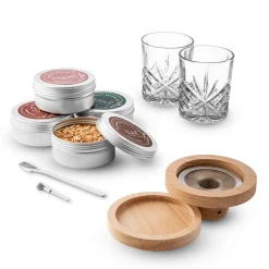 Barware Tools|Dublin Glassware|Godinger Dublin Crystal 9 Piece Whiskey Smoker Set