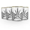 Dof & Highball|Dublin Glassware|Godinger Dublin Crystal Gold Rim Double Old Fashion, Set of 4