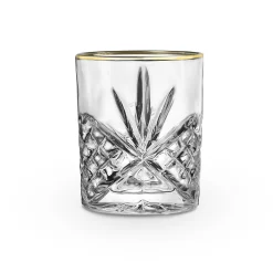 Dof & Highball|Dublin Glassware|Godinger Dublin Crystal Gold Rim Double Old Fashion, Set of 4