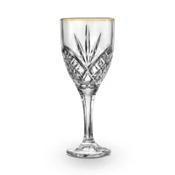 Wine & Champagne|Dublin Glassware|Godinger Dublin Crystal Gold Rim Goblet, Set of 4