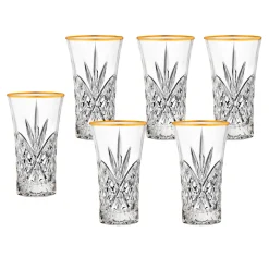 Shot Glasses|Godinger Dublin Crystal Gold Rim Shooters, Set of 6