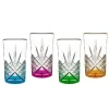 Dof & Highball|Dublin Glassware|Godinger Dublin Crystal Highball Rainbow, Set of 4