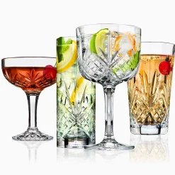Martini & Coupes|Dublin Glassware|Godinger Dublin Crystal Mixology 8 Piece Glassware Set