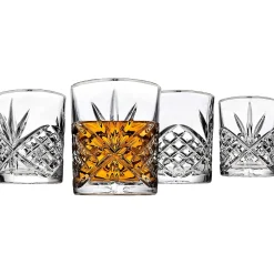 Dof & Highball|Dublin Glassware|Godinger Dublin Crystal Platinum Rim Double Old Fashion, Set of 4
