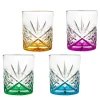Dof & Highball|Dublin Glassware|Godinger Dublin Crystal Rainbow Double Old Fashion, Set of 4