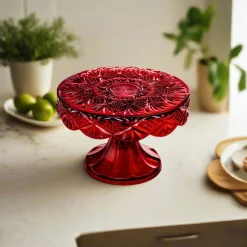 Dublin Kitchen|Cake Stands|Godinger Dublin Crystal Red Cake Plate