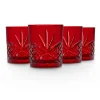 Dof & Highball|Dublin Glassware|Godinger Dublin Crystal Red Double Old Fashion, Set of 4