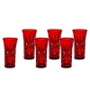 Shot Glasses|Dublin Glassware|Godinger Dublin Crystal Red Vodka Shooters, Set of 6