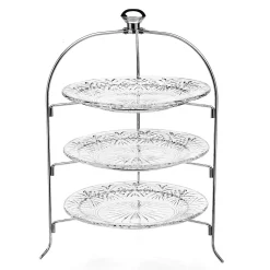 Specialty Serving|Dublin Kitchen|Godinger Dublin Crystal Round Three Tier Serving Stand