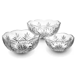 Kitchen Storage|Serving Bowls|Godinger Dublin Crystal Scalloped 3 Piece Serving Bowl Set