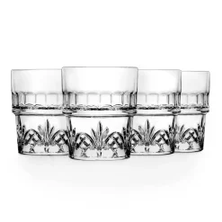 Dof & Highball|Dublin Glassware|Godinger Dublin Crystal Stackable Double Old Fashion Glass, Set of 4