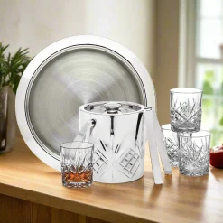 Barware Tools|Dublin Glassware|Godinger Dublin Crystal Stainless Steel 7 Piece Bar Set