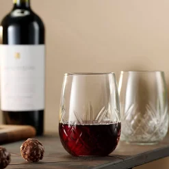 Stemless|Wine & Champagne|Godinger Dublin Crystal Stemless Wine, Set of 4