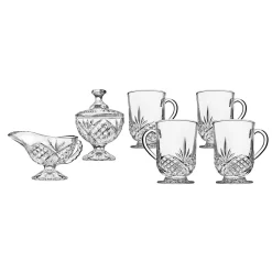 Mugs & Teacups|Dublin Dining|Godinger Dublin Crystal Sugar, Creamer, & Mugs Set of 6