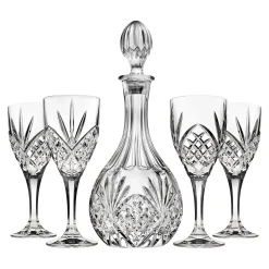 Decanter & Decanter Sets|Wine & Champagne|Godinger Dublin Crystal Wine Decanter 5 Piece Set