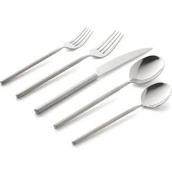 Flatware Sets|Godinger Esagono Matte 18/10 Stainless Steel 20 Piece Flatware Set, Service For 4