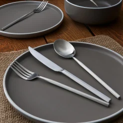 Flatware Sets|Godinger Esagono Matte 18/10 Stainless Steel 20 Piece Flatware Set, Service For 4