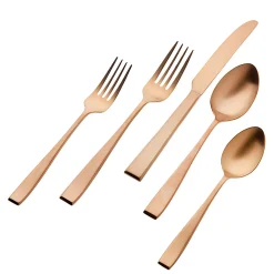 Flatware Sets|Godinger Flagstaff Matte Copper 18/0 Stainless Steel 20 Piece Flatware Set, Service For 4