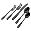 Flatware Sets|Godinger Flagstaff Mirrored Black 18/0 Stainless Steel 20 Piece Flatware Set, Service For 4