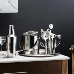 Barware Sets|Godinger Hammered Stainless Steel 9 Piece Bar Tool Set