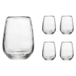 Stemless|Godinger Hammered Stemless Glass, Set of 4