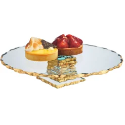 Cake Stands|Godinger Harper Gold Edge Large Footed Cake Stand