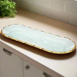 Kitchen Tools|Serving Platters|Godinger Harper Gold Edge Long Oval Serving Platter