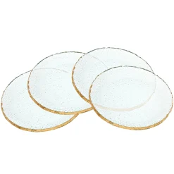Salad Plates|Godinger Harper Gold Edge Round Dessert Plates, Set of 4