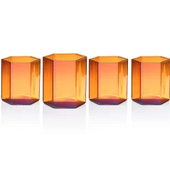 Dof & Highball|Godinger Helix Amber Double Old Fashion Glass, Set of 4