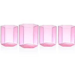 Dof & Highball|Godinger Helix Pink Double Old Fashion Glass, Set of 4