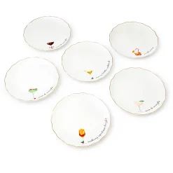 Appetizer Sets|Godinger Holiday Cheers Gold Rim Appetizer Plate, Set of 6