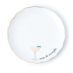 Appetizer Sets|Godinger Holiday Cheers Gold Rim Appetizer Plate, Set of 6