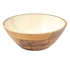 Serving Bowls|Godinger Huck Wood & Enamel Salad Bowl