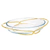 Serving Bowls|Godinger Infinity Gold Oval Glass Serving Bowl