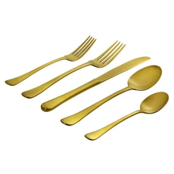 Flatware Sets|Godinger Infinity Satin Gold 18/0 Stainless Steel 20 Piece Flatware Set, Service For 4