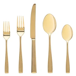 Flatware Sets|Godinger Ingot Gold 18/10 Stainless Steel 20 Piece Flatware Set, Service For 4