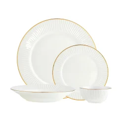 Fine Dinnerware|Godinger Inventure Gold Rim Porcelain 16 Piece Dinnerware Set, Service For 4