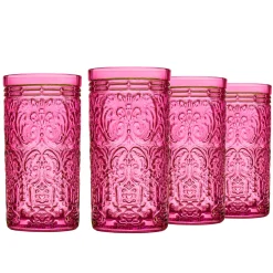 Dof & Highball|Godinger Jax Hot Pink Highball, Set of 4