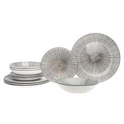 Everyday Dinnerware|Godinger Laura Grey Porcelain 12 Piece Dinnerware Set, Service For 4
