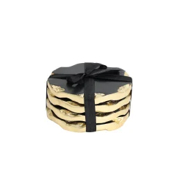 Coasters|Godinger Lavi Black Marble Gold Organic Edge Coaster Set