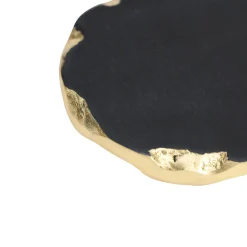 Coasters|Godinger Lavi Black Marble Gold Organic Edge Coaster Set