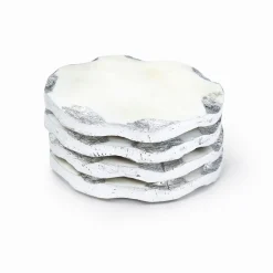 Coasters|Godinger Lavi Marble Silver Organic Edge Coaster Set